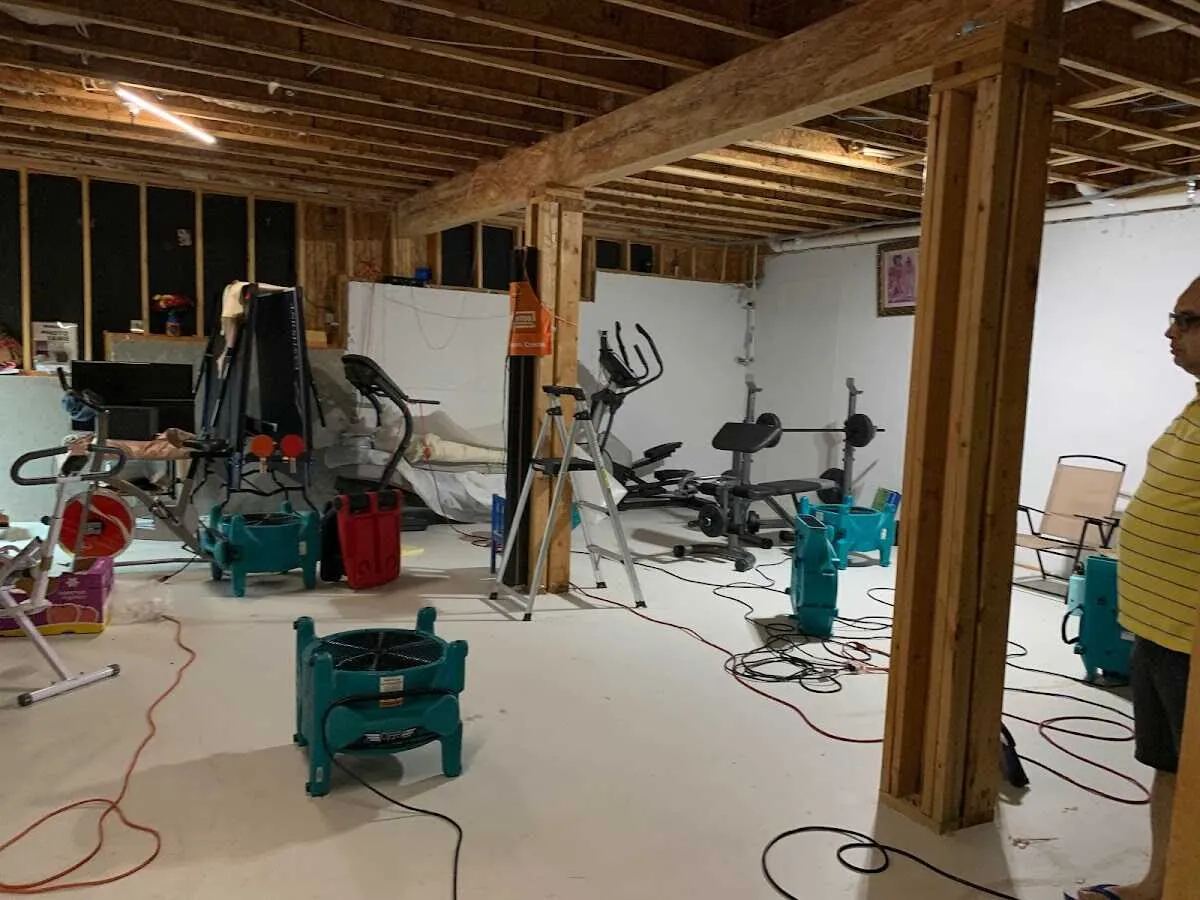 Basement drying equipment setup for Contents Cleaning & Restoration in Arizona City