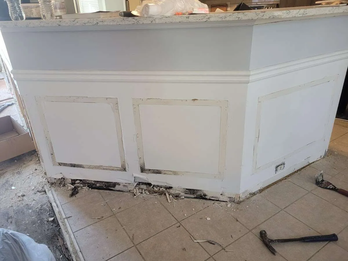 Water damage and mold on kitchen during Storm Damage Restoration in Arizona City